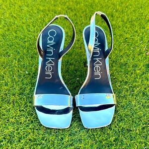 Calvin Klein Chrome slide heels